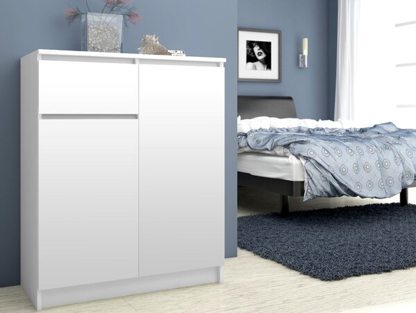 Ak furniture Komoda Kiara 80 cm 2 skříňky a 1 šuplík bílá