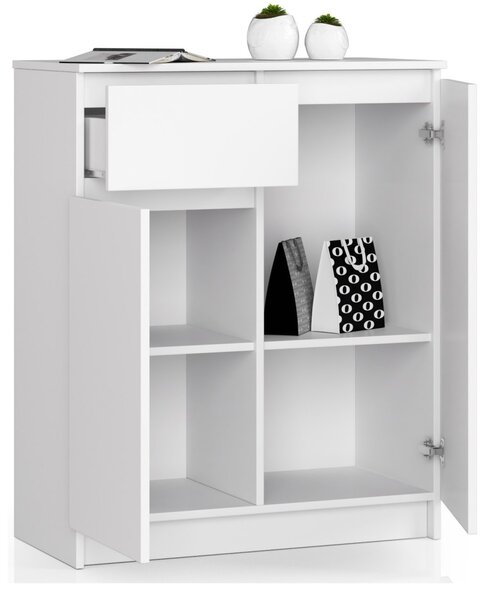 Ak furniture Komoda Kiara 80 cm 2 skříňky a 1 šuplík bílá