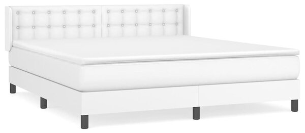 Box spring postel s matrací bílá 160x200 cm umělá kůže 3130788
