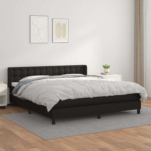Box spring postel s matrací černá 160x200 cm umělá kůže 3130787