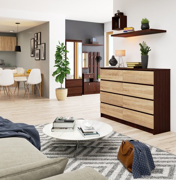 Ak furniture Komoda Rollo X 140 cm wenge/dub sonoma