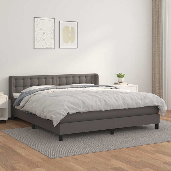 Box spring postel s matrací šedá 160x200 cm umělá kůže 3130791