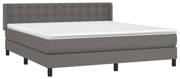 Box spring postel s matrací šedá 160x200 cm umělá kůže 3130791