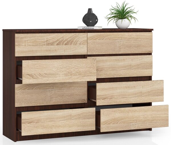 Ak furniture Komoda Rollo X 140 cm wenge/dub sonoma