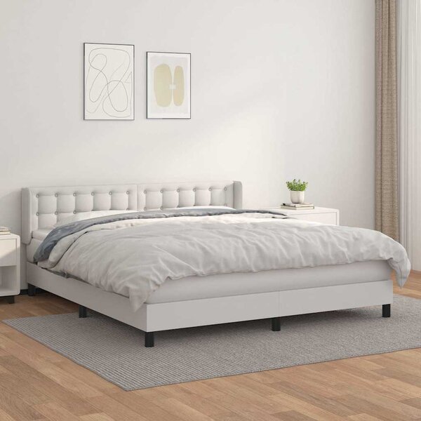 Box spring postel s matrací bílá 160x200 cm umělá kůže 3130788
