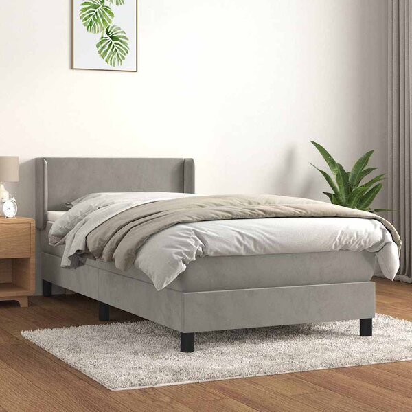 Box spring postel s matrací světle šedá 80 x 200 cm samet 3130805