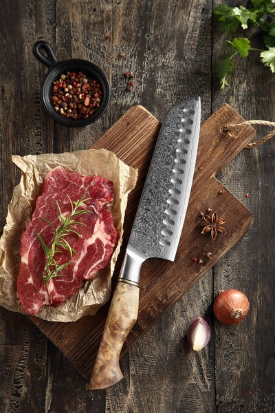 XinZuo Santoku nůž HEZHEN Master B30 7"