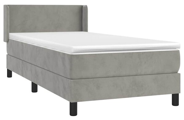 Box spring postel s matrací světle šedá 80 x 200 cm samet 3130805