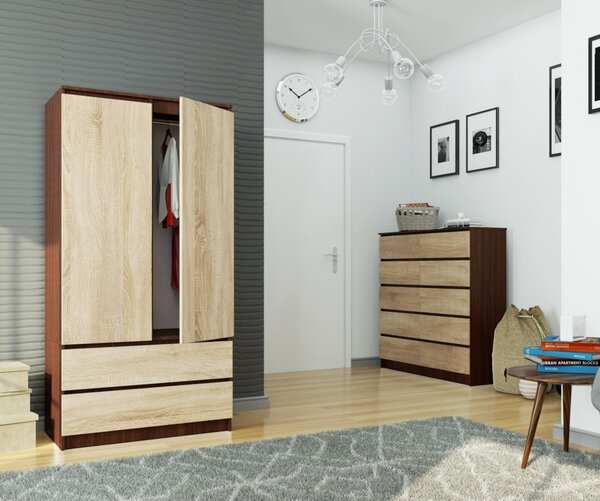 Ak furniture Komoda Kuba 140 cm 10 šuplíků wenge/sonoma