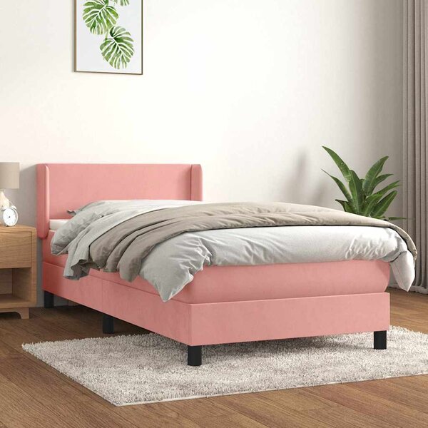 Box spring postel s matrací růžová 80 x 200 cm samet 3130810
