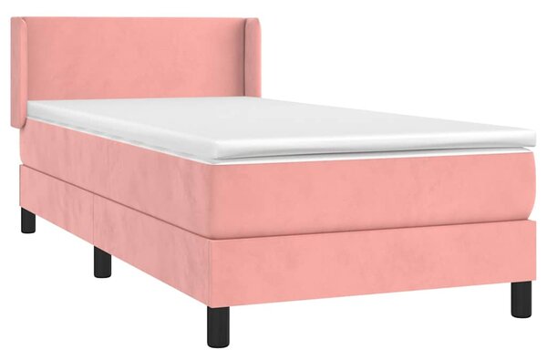 Box spring postel s matrací růžová 80 x 200 cm samet 3130810