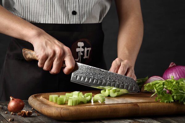XinZuo Santoku nůž HEZHEN Master B30 7"