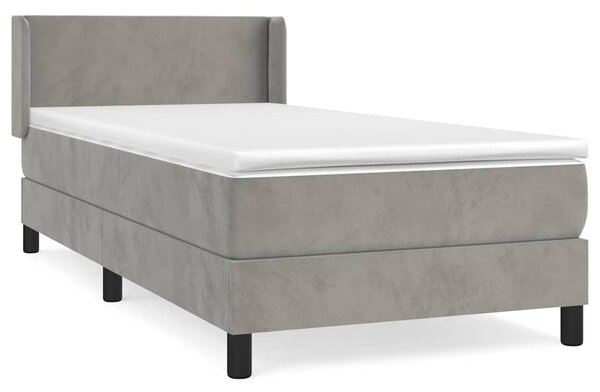 Box spring postel s matrací světle šedá 80 x 200 cm samet 3130805
