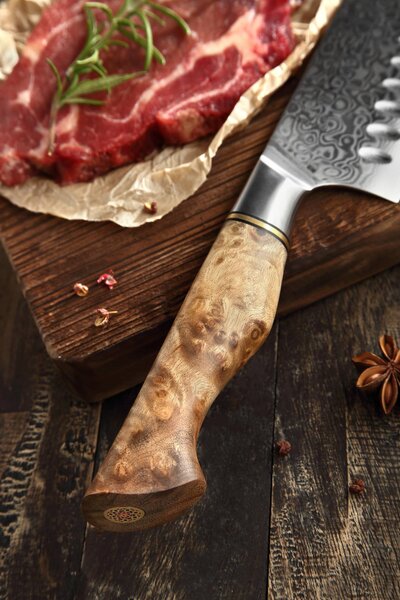 XinZuo Santoku nůž HEZHEN Master B30 7"