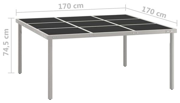 Zahradní jídelní stůl 170 x 170 x 74,5 cm sklo a ocel 313084