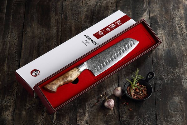XinZuo Santoku nůž HEZHEN Master B30 7"