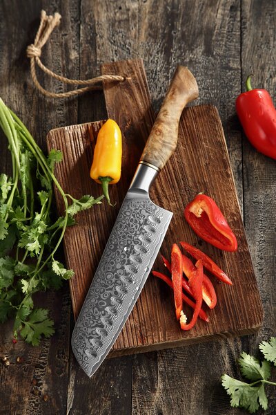 XinZuo Santoku nůž HEZHEN Master B30 7"