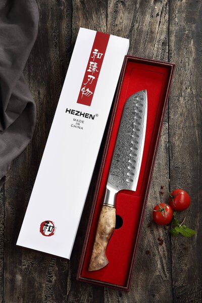 XinZuo Santoku nůž HEZHEN Master B30 7"