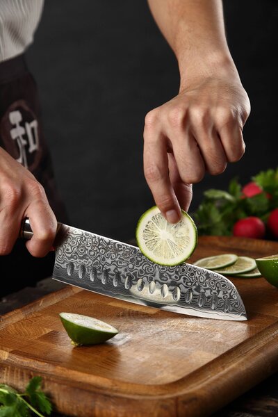 XinZuo Santoku nůž HEZHEN Master B30 7"