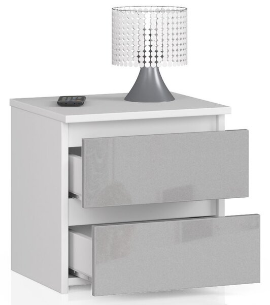 Ak furniture Noční stolek CL2 40 cm bílý/šedý lesk
