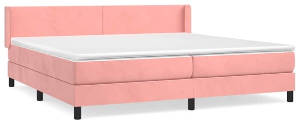 Box spring postel s matrací růžová 200x200 cm samet 3130864