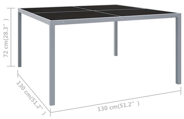 Zahradní stůl 130 x 130 x 72 cm šedý ocel a sklo 313086