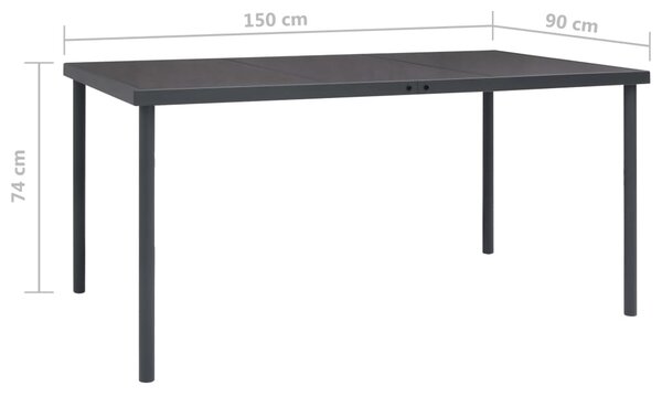 Venkovní jídelní stůl antracitový 150 x 90 x 74 cm ocel 313087