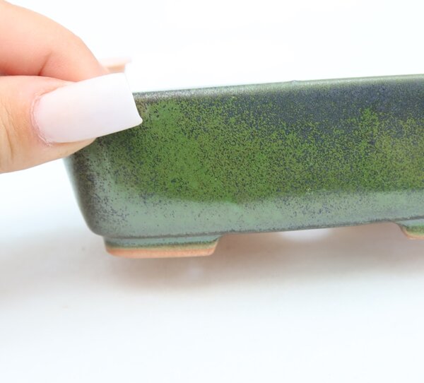 E-bonsai Keramická bonsai miska 12,5 x 9,5 x 4 cm zelená