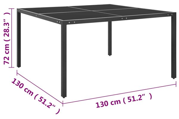 Zahradní stůl antracitový 130 x 130 x 72 cm ocel a sklo 313093
