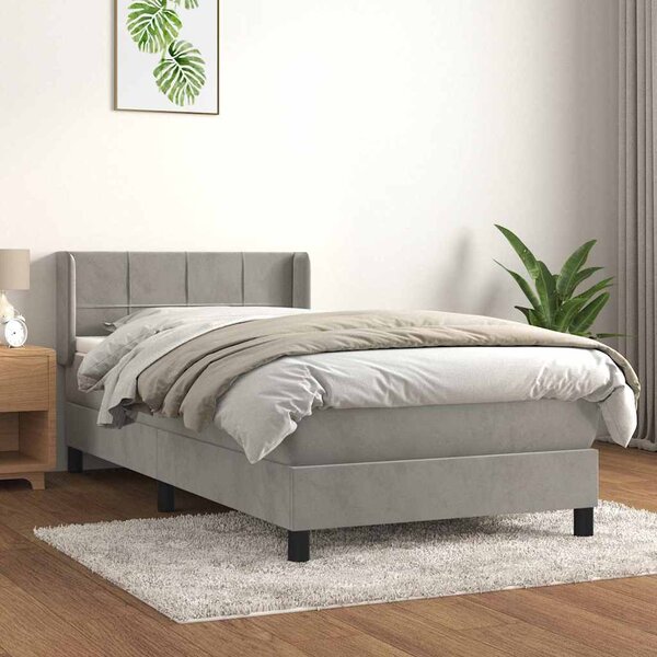 Box spring postel s matrací světle šedá 80 x 200 cm samet 3130925