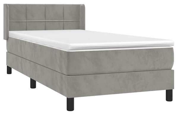 Box spring postel s matrací světle šedá 80 x 200 cm samet 3130925