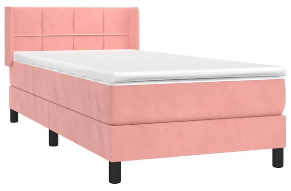 Box spring postel s matrací růžová 80 x 200 cm samet 3130930