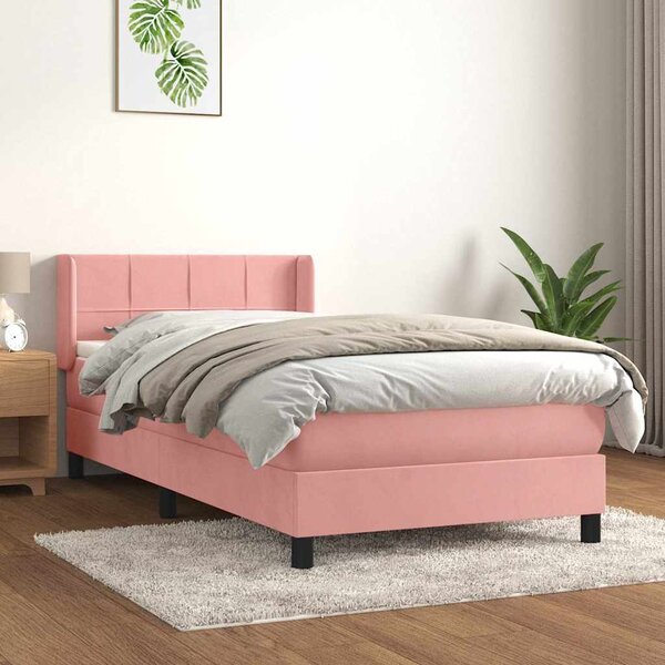 Box spring postel s matrací růžová 80 x 200 cm samet 3130930