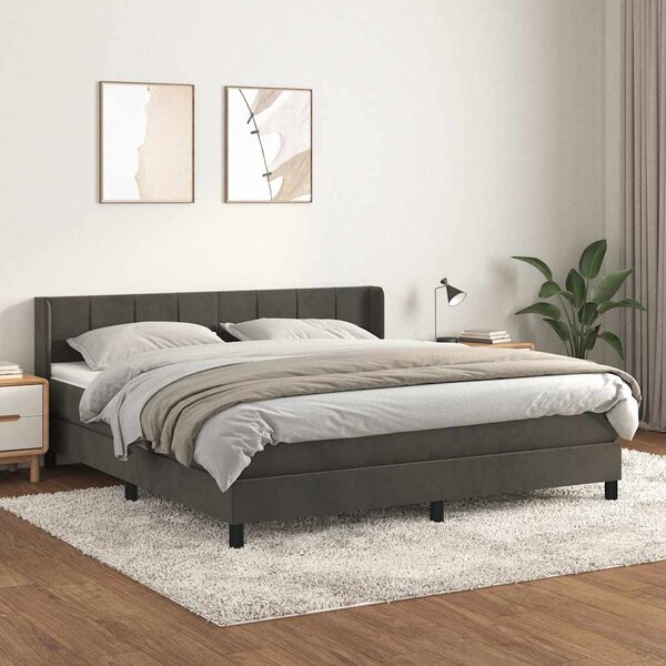 Box spring postel s matrací tmavě šedá 160x200 cm samet 3130968