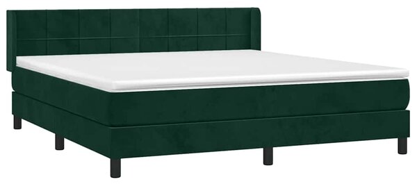 Box spring postel s matrací tmavě zelená 160x200 cm samet 3130970