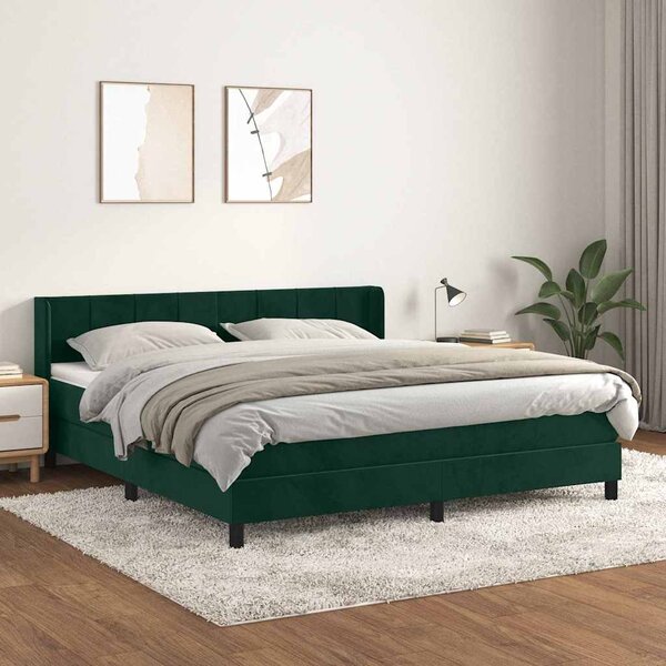 Box spring postel s matrací tmavě zelená 160x200 cm samet 3130970