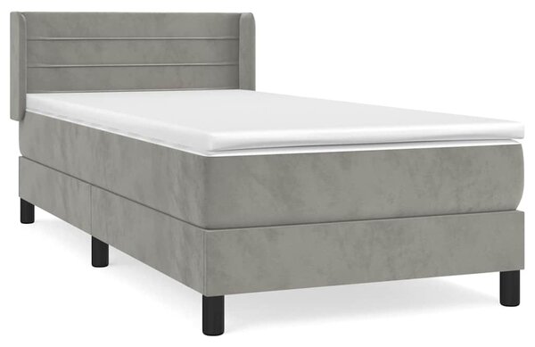 Box spring postel s matrací světle šedá 80 x 200 cm samet 3130985
