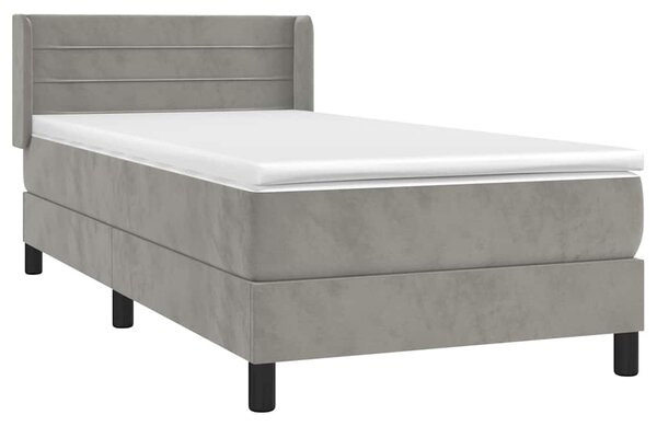 Box spring postel s matrací světle šedá 80 x 200 cm samet 3130985