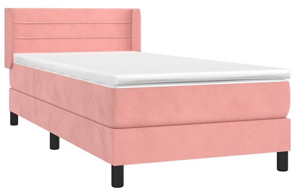 Box spring postel s matrací růžová 80 x 200 cm samet 3130990