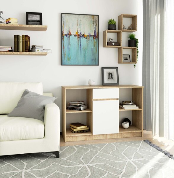 Ak furniture Komoda B-17 120 cm dub sonoma/bílá