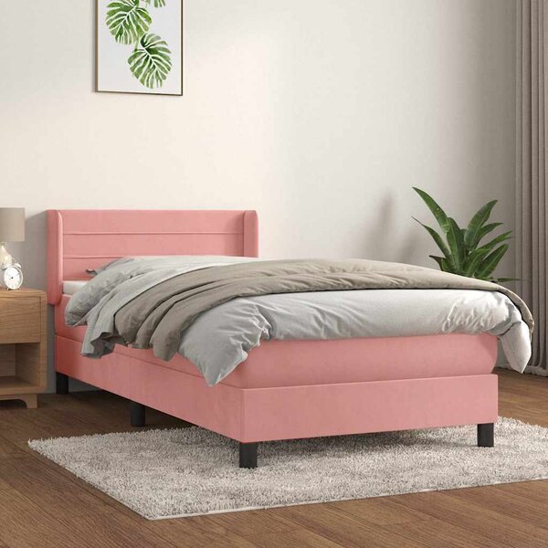 Box spring postel s matrací růžová 80 x 200 cm samet 3130990