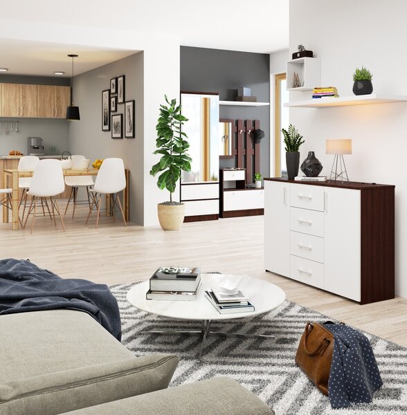 Ak furniture Komoda Torvi K 110,4 cm wenge/bílá
