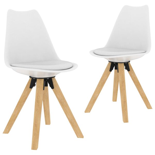 Jídelní židle 2 ks bílé PP a masivní bukové dřevo