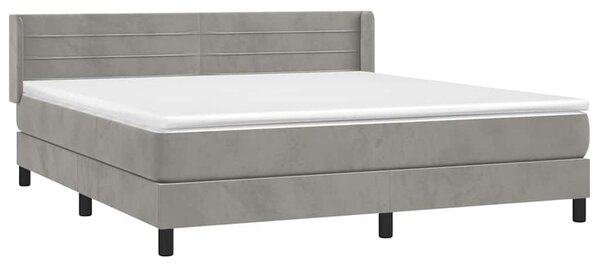 Box spring postel s matrací světle šedá 160x200 cm samet 3131027