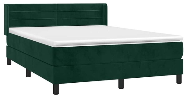 Box spring postel s matrací tmavě zelená 140x190 cm samet 3131018