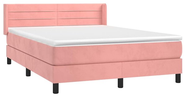 Box spring postel s matrací růžová 140x190 cm samet 3131020