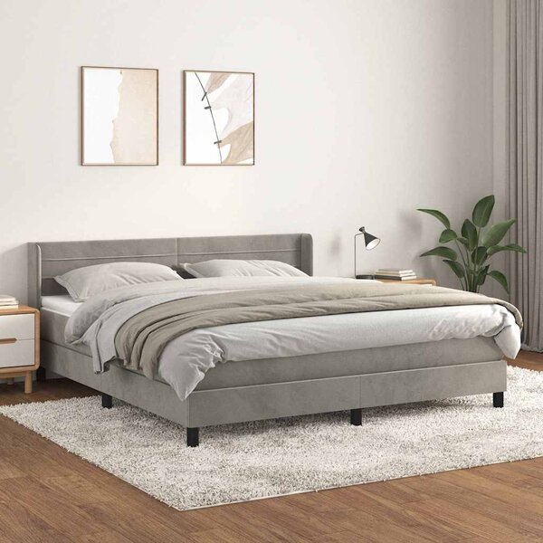 Box spring postel s matrací světle šedá 160x200 cm samet 3131027