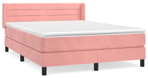 Box spring postel s matrací růžová 140x190 cm samet 3131020