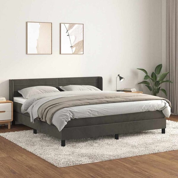 Box spring postel s matrací tmavě šedá 160x200 cm samet 3131028
