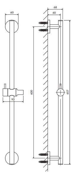 Omnires Y sprchová tyč |66 cm DR12CR